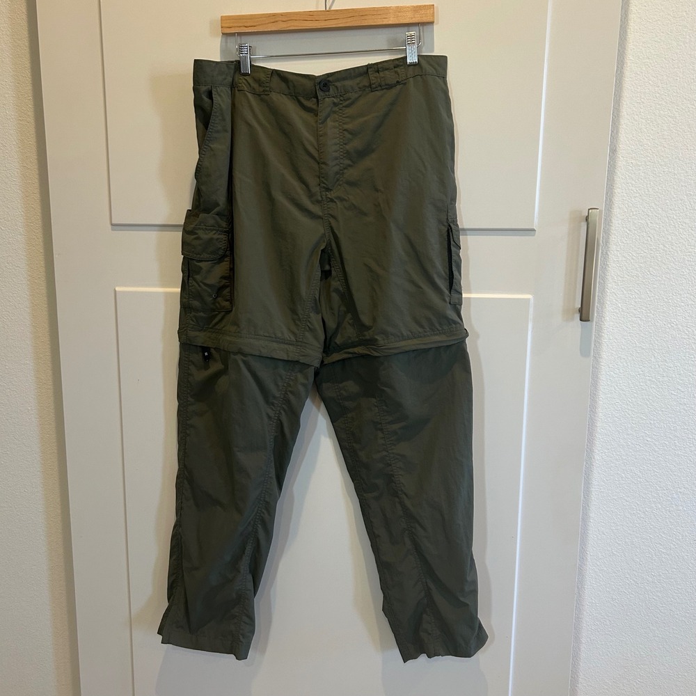 Magellan Outdoors Mens XL Convertible Cargo Pants Zip Off Legs Olive Green‎ Fish